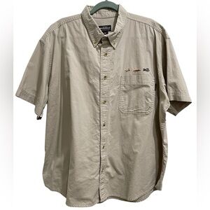 Woolrich Men's Fishing Outdoor Tan Button Down Shirt Size 2XL
